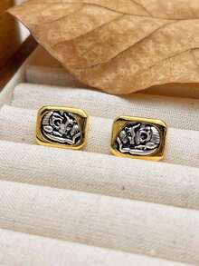 2入組高品質設計的彩色耳環,附925純銀針,女性首飾 - 金色 - 查看 1