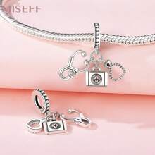 MISEFF 2023 Mới 1pc 925 Bạc Sterling Ống nghe Bộ dụng cụ y tế Mũ y tá Hạt Mặt dây chuyền Vòng tay Trang sức DIY Làm quà tặng sinh nhật cho bé gái bé trai Quà tặng Lễ Tạ ơn - Bạc - Xem 4