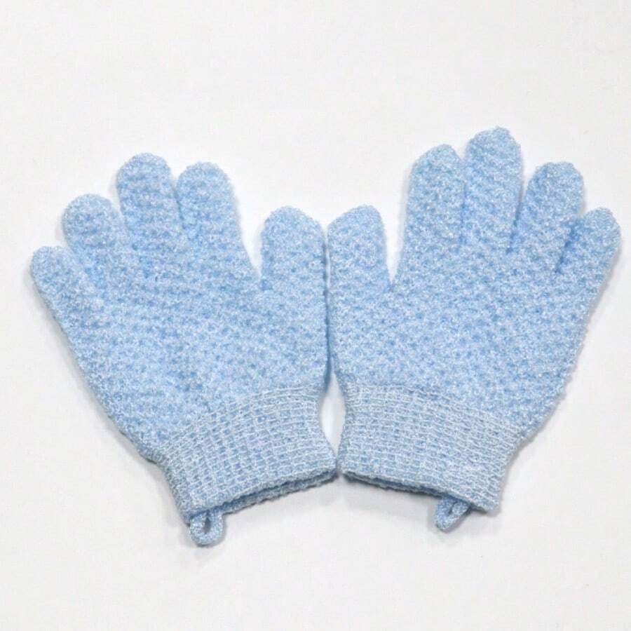 1條沐浴去角質毛巾/手套,清潔磨砂工具,去除死皮細胞,具有按摩效果,男女皆宜 - 藍色 - 查看 1