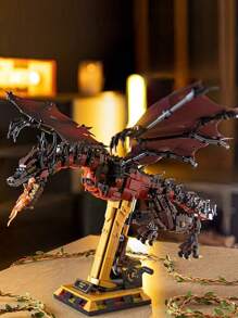 Moc小粒子組裝積木成人權限時光冰與火龍場景高難度巨龍骨骼模型禮物家居裝飾 - 黑色 - 查看 1