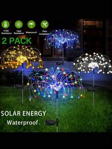 1入組太陽能發電仙女燈,防水霓虹燈花火led花園燈,適用於花園/聖誕/派對裝飾、萬聖節戶外燈飾 - 白色 - 查看 2