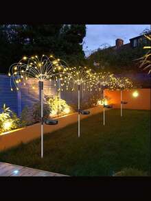 1入組太陽能發電仙女燈,防水霓虹燈花火led花園燈,適用於花園/聖誕/派對裝飾、萬聖節戶外燈飾 - 白色 - 查看 4