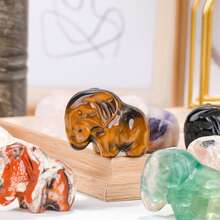 Lucky Quartz Elephant Figurine Decor - Multicolor - View 12