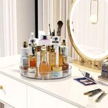 旋轉收納盒-完美適用於廚房、餐具室、櫥櫃、冰箱、桌子、梳妝台-透明調味料收納盒,適用於調料和醬料-透明 - 白色 - 查看 5