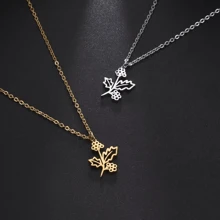 1pc Stainless Steel Birth Month Flower Necklace For Women, Snowdrop Daisy Rose Pendant Neck Chains,Fashionable Jewelry Gifts Valentines