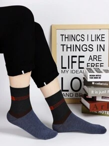 10 Pares de calcetines para hombre, calcetines tobilleros media pantorrilla juveniles. Tela suave y transpirables patrón de rayas.