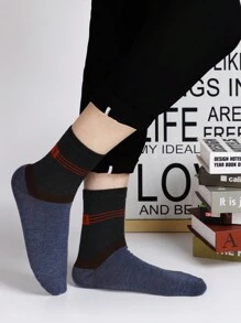 10 Pares de calcetines para hombre, calcetines tobilleros media pantorrilla juveniles. Tela suave y transpirables patrón de rayas.