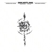 Inkartlink 8*17cm 1入組羅盤草本汁紋身貼紙,神奇紋身,15天暫時性紋身,逼真假紋身,可持續1-2週 - 黑色 - 查看 2