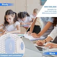 Mini Strip Stapler Portable Stapler 12 Sheet Capacity, 3 In 1 Multi-Functional Portable Tool Including Stapler With 500 Staples Hole Punch Paper Hole Puncher Tape Dispenser - Blue - View 5