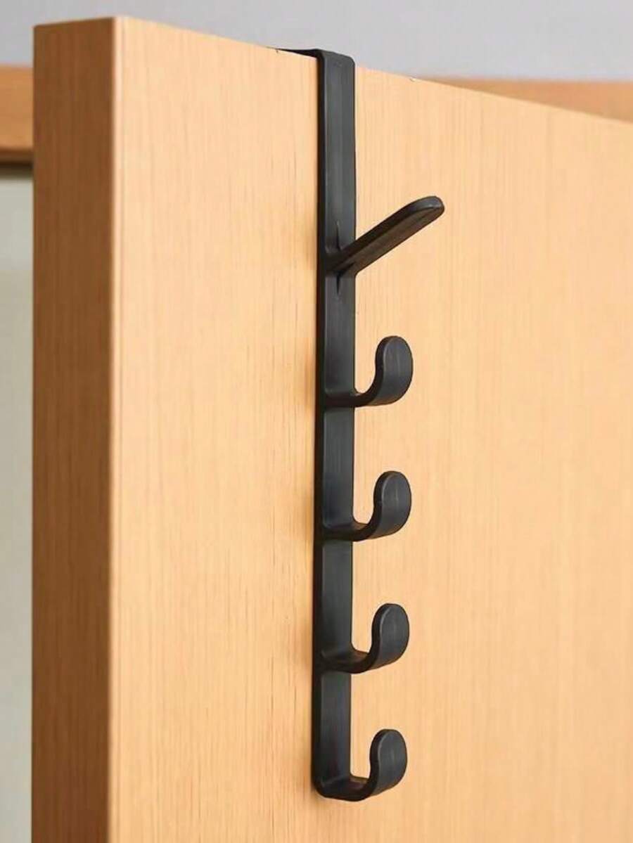 1 Miếng Nhựa Giá lưu trữ Với Treo Móc Cửa , Đục lỗ Gắn trên tường Phòng ngủ Tối giản Quần áo Và Mũ Giá lưu trữ - màu đen - Xem 1