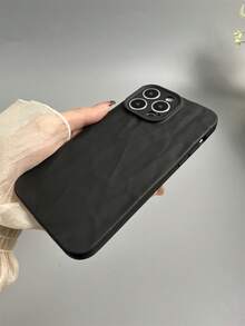 1件黑色精密穿孔皺曲TPU手機殼，適用於多款iPhone型號 - 黑色 - 查看 5