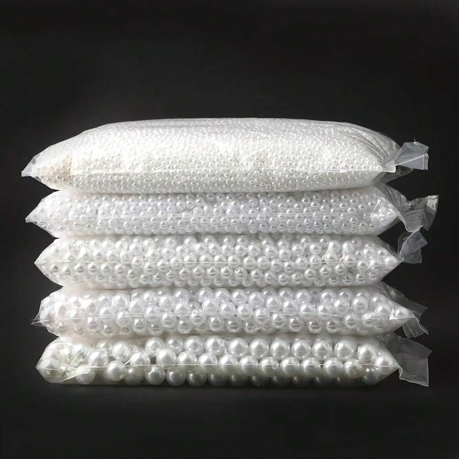 3-20mm 1000-10入組白色ABS假珍珠散珠圓形亞克力珠子，適用於珠寶製作手鍊項鍊DIY手工藝品編織 - 白色 - 查看 1
