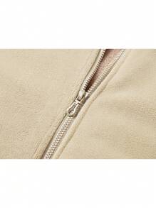 女士时尚冬季羊毛夹克，适合户外活动 - 杏色 - 查看 6