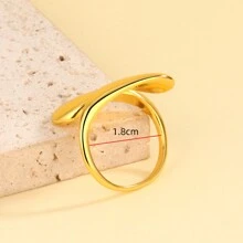 1件時尚的不尋常幾何開口戒指,女性的別致配件 - 金黃色 - 查看 3