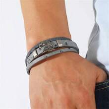 Cross-Border Simple And Fashionable Leather Rope Braided Men's Leather Bracelet Personalized Eagle Alloy Magnetic Buckle Bracelet - Multicolor - View 5