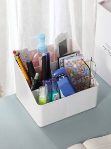 Desktop Stationery Compartment Storage Box - White - View 3
