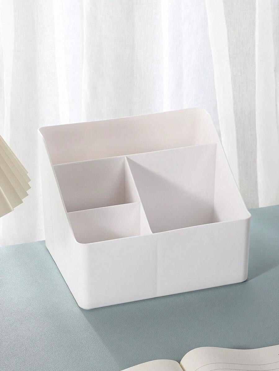 Desktop Stationery Compartment Storage Box - White - View 1