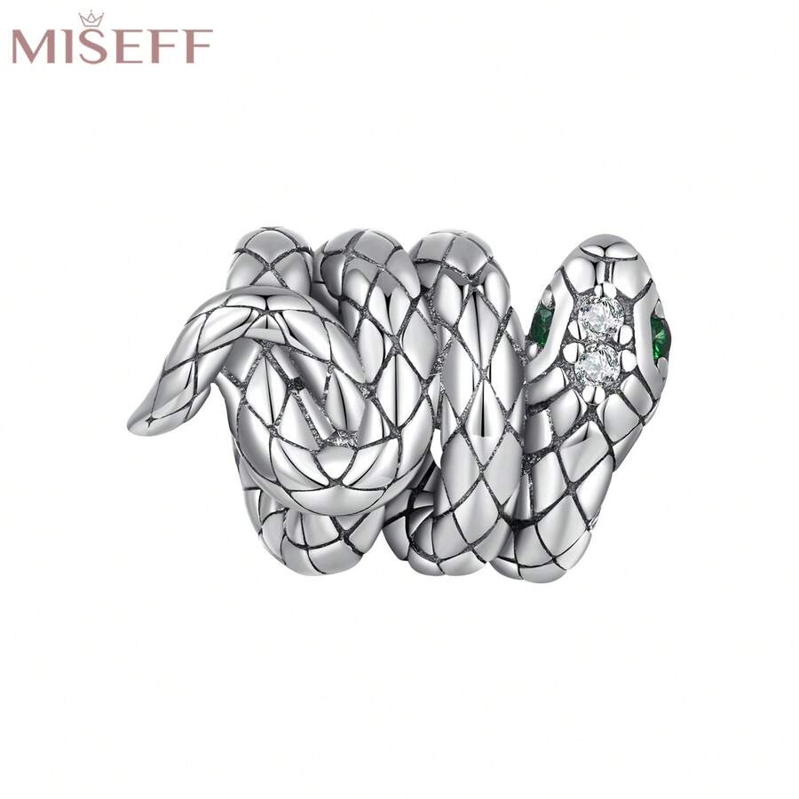 MISEFF 2023 新款 1 件 925 纯银动物系列盘绕灵蛇珠饰适用于手链项链 DIY 制作精美珠宝珠子礼物 - A1C2549 - 查看 1