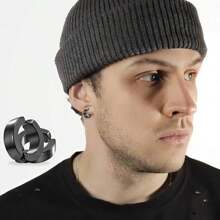 8pcs Clip-On Earrings Without Piercing, High-End & Fashionable, Round Shaped Ear Stud & Circle Design,