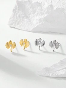 1對925純銀優質葉形耳環,鑲嵌融石,適合日常穿著/約會/度假 - 葉子 - 查看 8