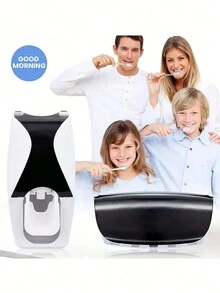 Dispensador De Dispositivo Automático De Exprimido De Pasta Dental Montado En La Pared Con 5 Ranuras - Conveniente Y Higiénico Porta Cepillos De Dientes Para El Baño, Organizadores Y Almacenamiento Del Baño - Negro - Ver 4