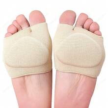 1pair Soft Gel Forefoot Cushion Pads Sweat Absorbing Half Socks In Half Size For Anti-Friction - Apricot - View 7