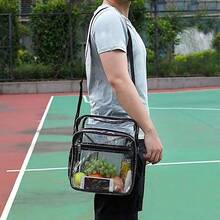 透明斜背包,附可調式肩帶,適合音樂會和體育賽事 - 黑色 - 查看 6