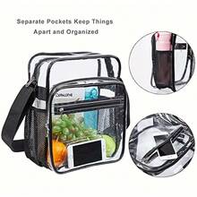 透明斜背包,附可調式肩帶,適合音樂會和體育賽事 - 黑色 - 查看 5