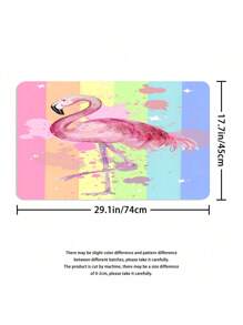 4入組創意火烈鳥印花淋浴簾套組包括淋浴簾、地毯、廁所蓋、防滑u型墊和裝飾浴墊,防水淋浴簾,附12個掛鉤 - 彩色 - 查看 7