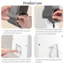 1入組3合1多功能蔬菜切割機與切片機,電動廚房切片機,適用於家用廚房 - 白色 - 查看 8