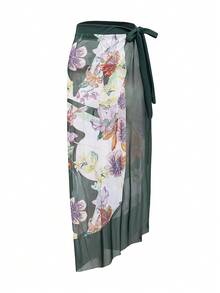 Hàng Mới Về Áo Tắm Một Mảnh Cổ Chữ V Sâu Gợi Cảm Và Váy Sarong Lưới Dài - trắng - Xem 4