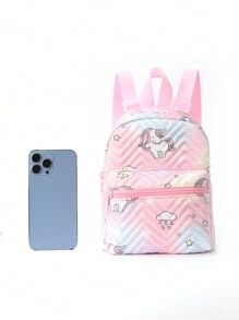 Girls' Quilted Unicorn Pattern Cute & Creative Backpack - Pink - View 5