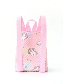 Girls' Quilted Unicorn Pattern Cute & Creative Backpack - Pink - View 4