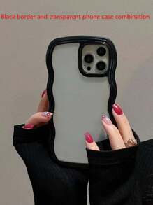 1pc Transparent Soft Shell Dual Layer Wavy Design Phone Case, Compatible With IPhone 11 12 13 14 15 Pro Max 16 Plus