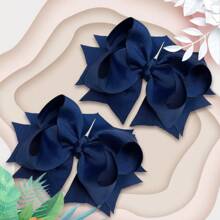 2 piezas Lazos de pelo de 5 pulgadas de moda para adolescentes con pinzas para festivales - Azul Marino - Ver 4