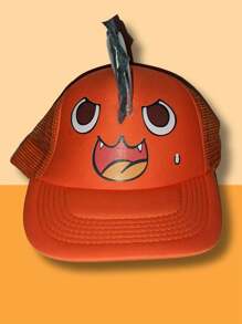 Gorra Pochita para Niños Anime Dibujos Animados Beisbol Sombreros Transpirables Para El Sol De Malla Gorro Para Niños Y Niñas Hombre Motosierra 3D - Naranja - Ver 2