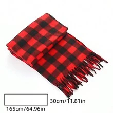 1個秋冬季通用保暖時尚休閒圍巾,適用於戶外街頭派對 - 紅色 - 查看 2