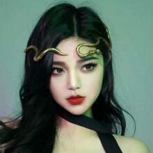 1只黑暗酷炫開口式蛇形設計貼頸項鍊,個性化歐美風格,時尚達人的誇張配飾 - 金色 - 查看 2