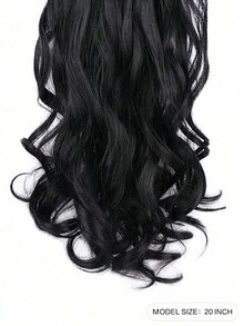 7-cái Kẹp-on   Trung bình Múa Sợi tổng hợp Nối tóc , Của phụ nữ Tóc giả - màu đen - Xem 2