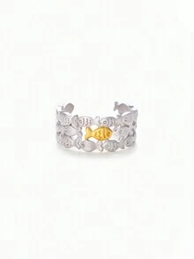 1pc Minimalist Personalized S925 Sterling Silver Three Row Small Fish Ring European Style Adjustable Opening Finger Rings For Best Friends Christmas Birthday Gift - Silver - View 5