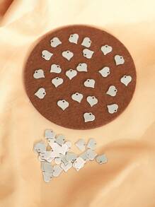 60入組不銹鋼傾斜心形精美diy吊墜 - 銀色 - 查看 1