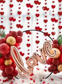 5/2/1 Set Red Hanging Heart Shaped Streamers Banner, Suitable For Anniversary, Mother's Day, Valentine's Day, Wedding Decoration, Party Supplies - Red - View 4