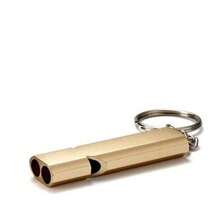 Vera Chiu 1入組120db戶外合金雙孔求生口哨鑰環露營急救工具救生套件銀色/金色可選 - 金色 - 查看 1