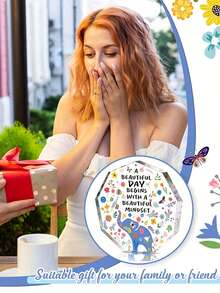 1入鼓舞人心的禮物'以清晰的頭腦和美麗的桌子開始你的一天',帶架膠板桌標,啟發性家居辦公室裝飾（藍色） - 彩色 - 查看 7