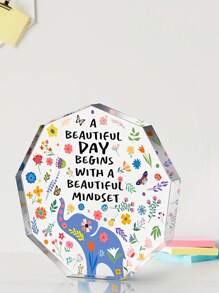 1入鼓舞人心的禮物'以清晰的頭腦和美麗的桌子開始你的一天',帶架膠板桌標,啟發性家居辦公室裝飾（藍色） - 彩色 - 查看 5