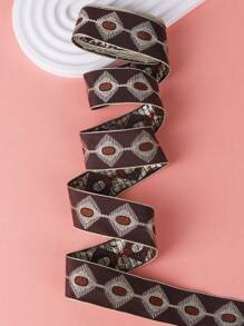 1捲 X 2m長 3cm寬 帶有香檳色織花圖案的棕色底針織輸帶,適用於服裝、裝飾、帽飾等。 - 彩色 - 查看 1