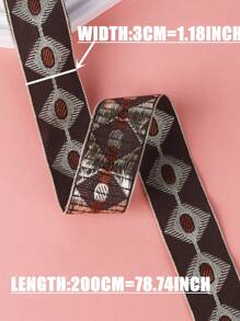 1捲 X 2m長 3cm寬 帶有香檳色織花圖案的棕色底針織輸帶,適用於服裝、裝飾、帽飾等。 - 彩色 - 查看 2