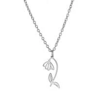 1pc Stainless Steel Birth Month Flower Necklace For Women, Snowdrop Daisy Rose Pendant Neck Chains,Fashionable Jewelry Gifts Valentines