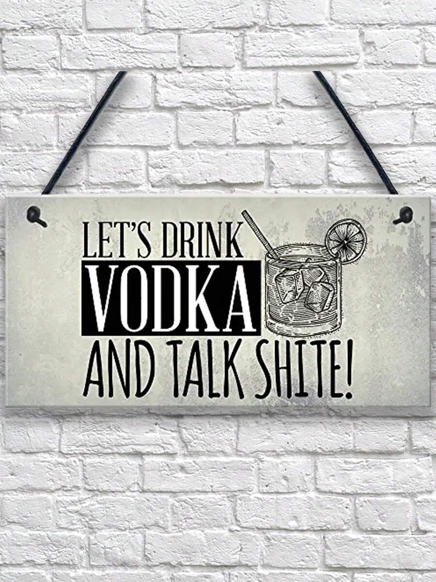 1入組標語牌「讓我們來喝伏特加」有趣的酒精禮物,男性洞穴家庭酒吧掛牆門牌pub標誌壁畫,裝飾性木牌,家居裝飾 - 彩色 - 查看 1