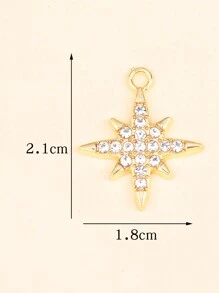 10 件裝時尚精緻金色立體八角星鋅合金吊墜 Diy 耳環吊墜材質配件 - 金色 - 查看 3